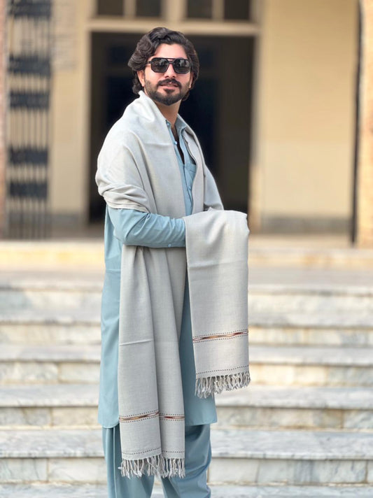 PetalWalk LIGHT GREY Colour Pashmina Wool Shawl (48 Single Count & 600gm)