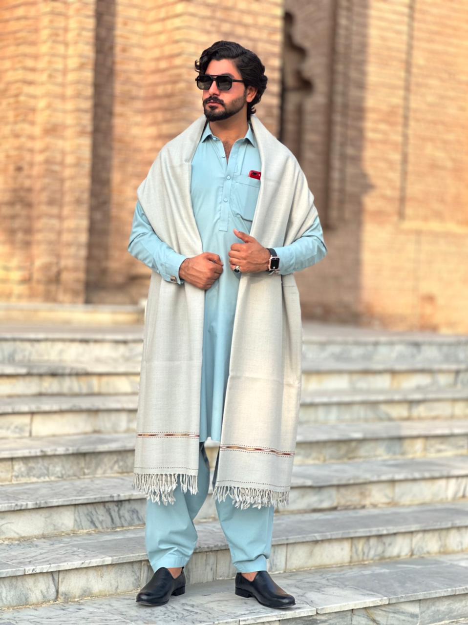 PetalWalk LIGHT GREY Colour Pashmina Wool Shawl (48 Single Count & 600gm)