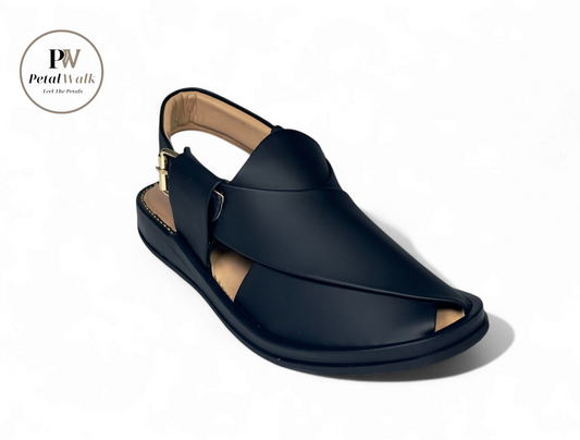 Black Matte Ring Sole Handmade Chappal