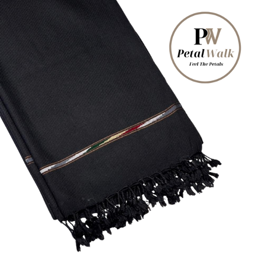 PetalWalk BLACK Nylon Wool Shawl – Premium Winter Comfort & Style