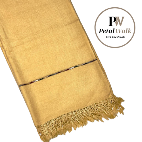 PetalWalk CREAM Colour Pashmina Wool Shawl (72 Single Count & 600gm)