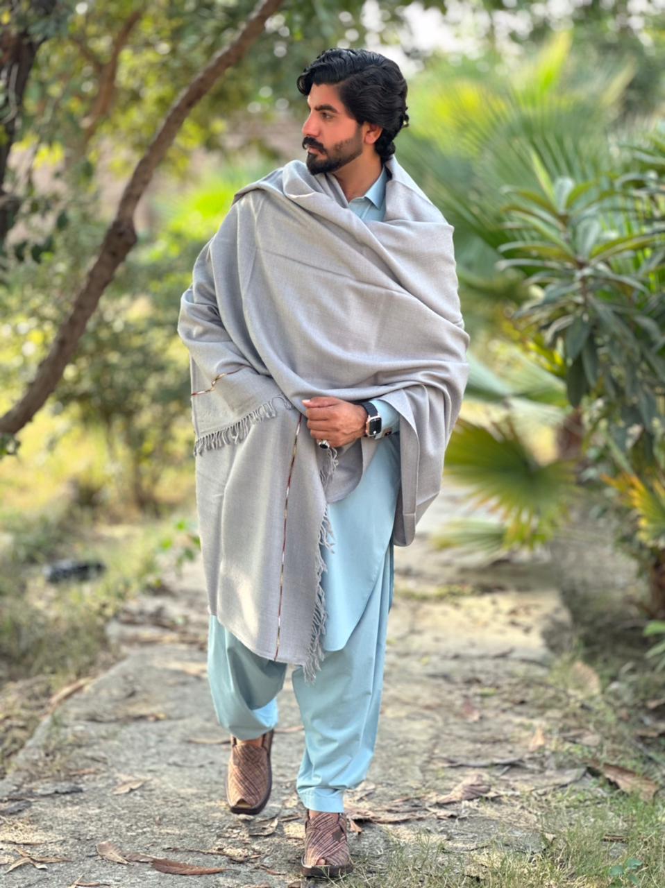 PetalWalk DARK GREY Colour Pashmina Wool Shawl (72 Single Count & 600gm)