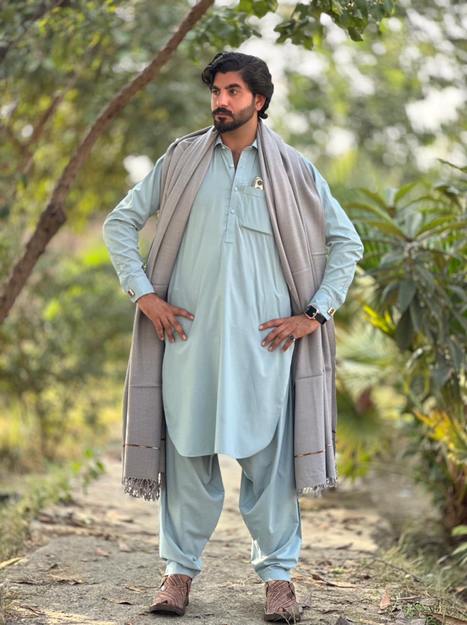 PetalWalk DARK GREY Colour Pashmina Wool Shawl (72 Single Count & 600gm)