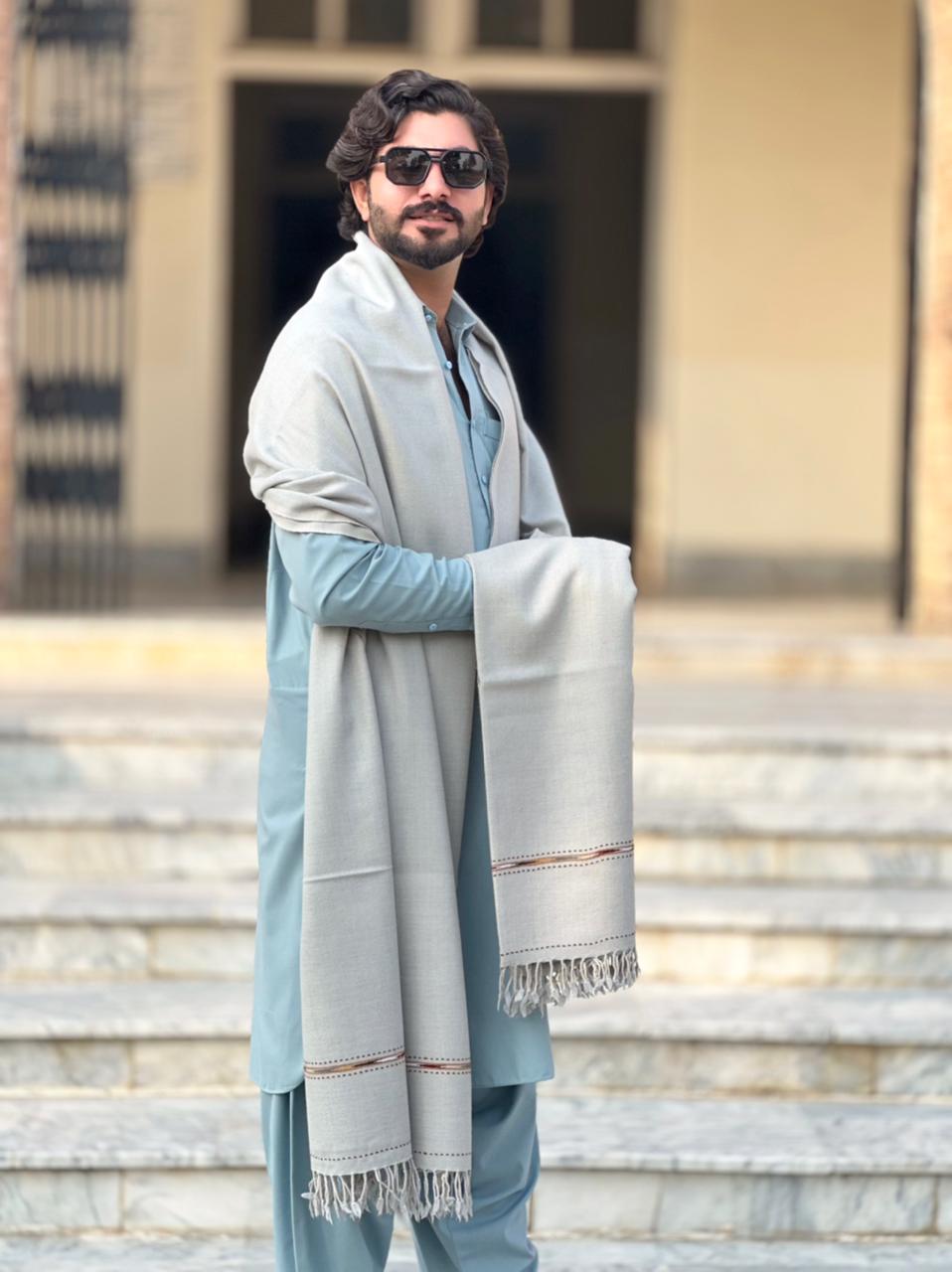 PetalWalk LIGHT GREY Colour Pashmina Wool Shawl (48 Single Count & 600gm)