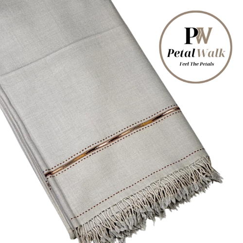 PetalWalk LIGHT GREY Colour Pashmina Wool Shawl (48 Single Count & 600gm)